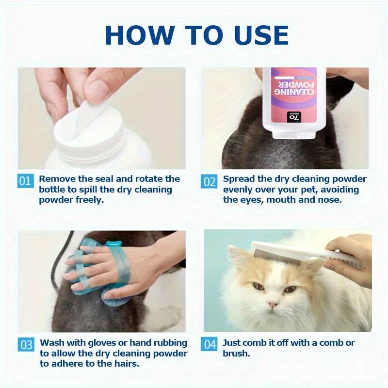 Pet supplies Quantity Peppermint Scent Dry Cleaning Powder  Add  Deshedding Comb Two    Piece Set
