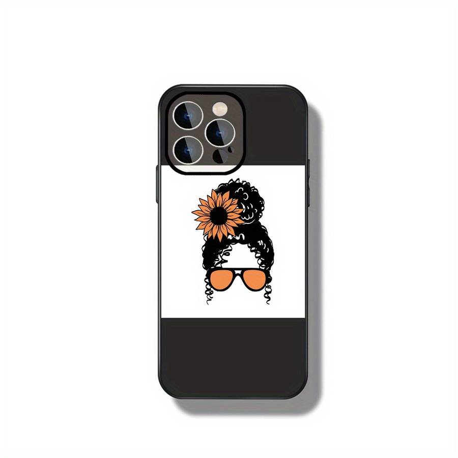 1Pc Ivory White For iPhone 13 Pro Max Sunflower And Curls Phone Case