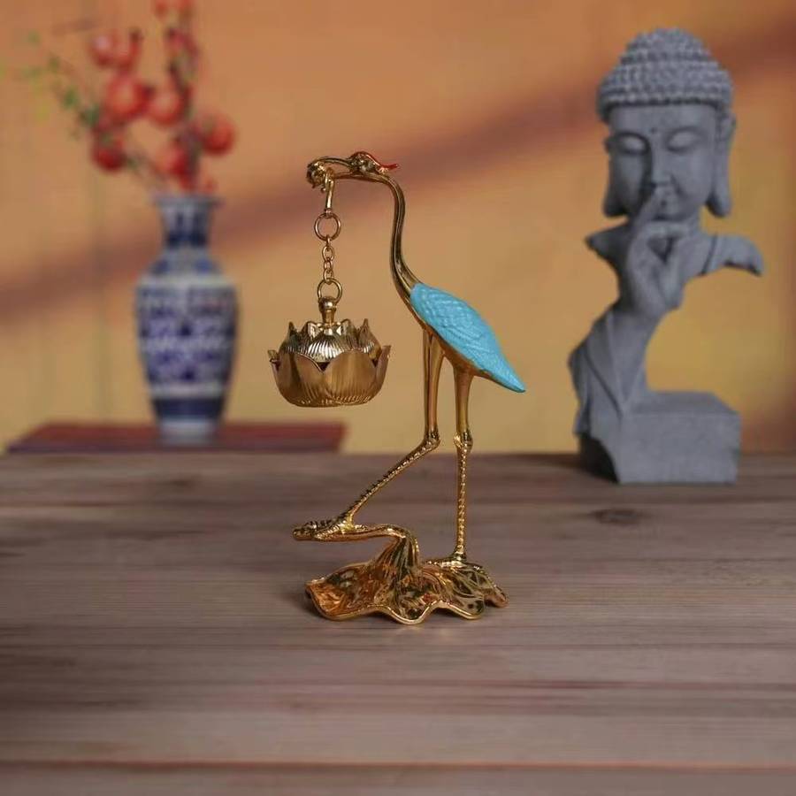 Incense Burner Color  Colorful Feather Golden Crane