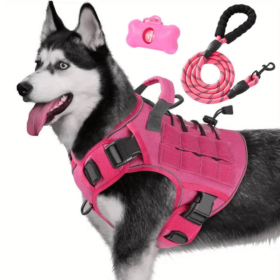 Dog Leash Color 1 Black Chest HarnessReflective LeashDog Waste Bag Size S