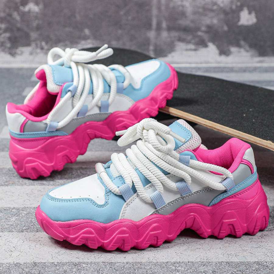Women S Sneakers Color White Blue And Pink Background Sizeuk 2.5