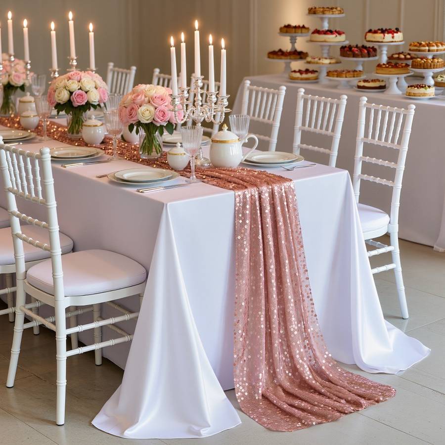 Wedding Supplies Color Rose Golden Size 30*280Cm Table Runner  4 Self Adhesive Stickers