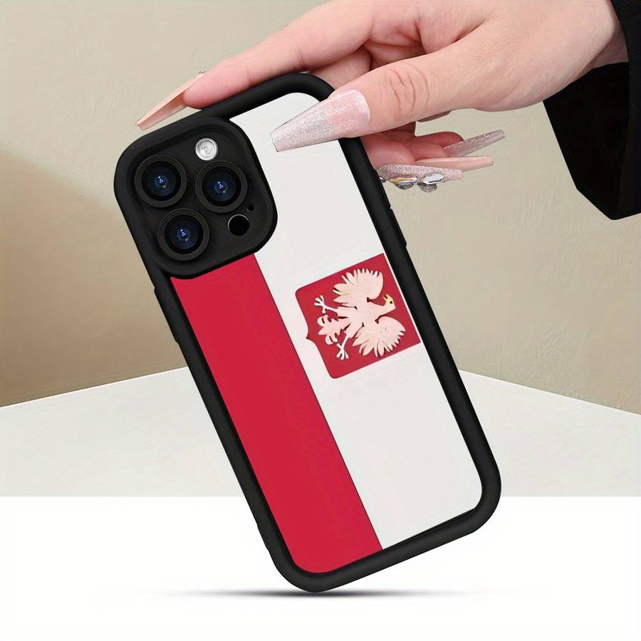 1Pc Black For iPhone 12 Mini Polish Flag Design Phone Case