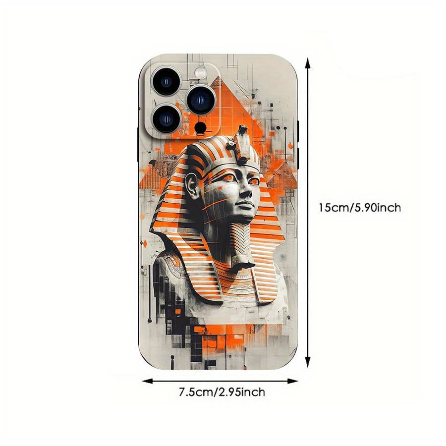 1Pc Black For iPhone 13 Pro Egypt Cartoon Pattern Phone Case