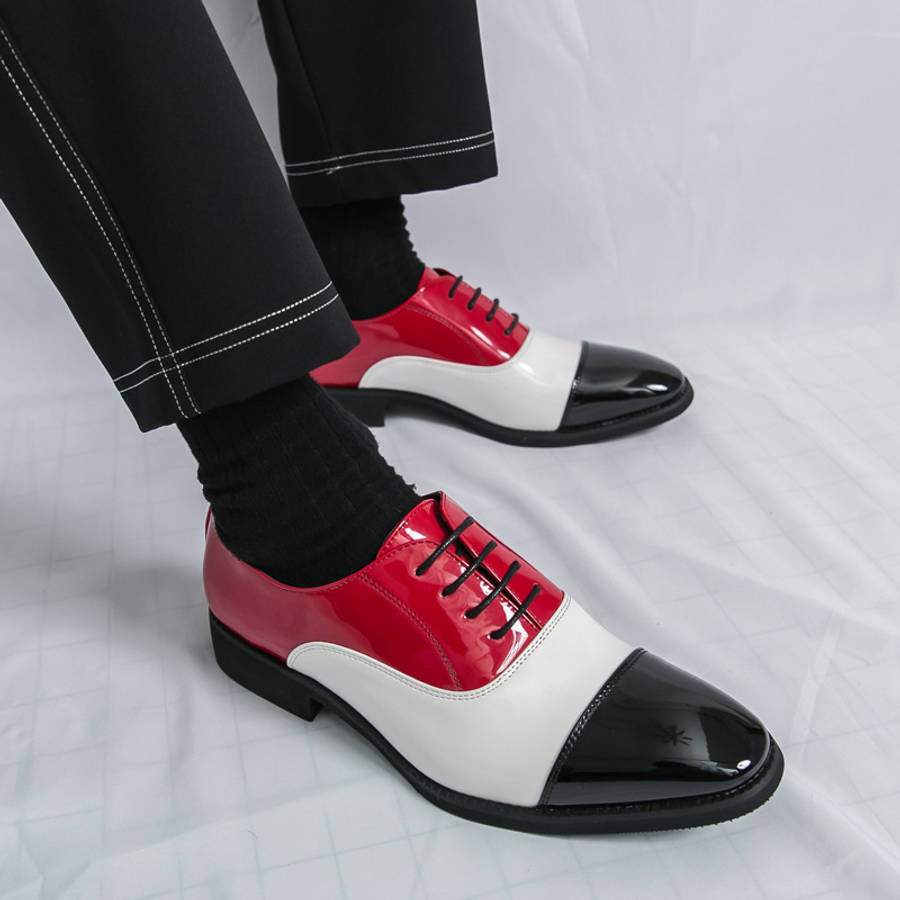 Mens Leather Shoes Color Black White Red Sizeuk 5.5