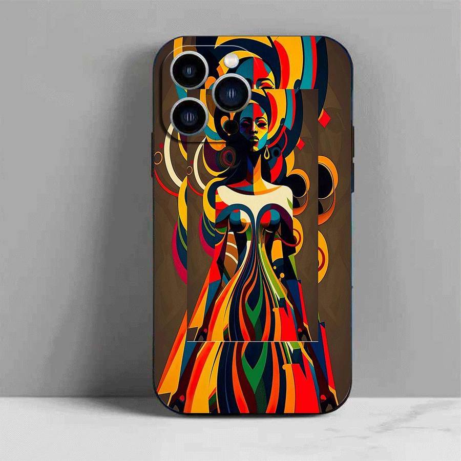 1Pc Black For iPhone 12 Pro African Style TPU Phone Case