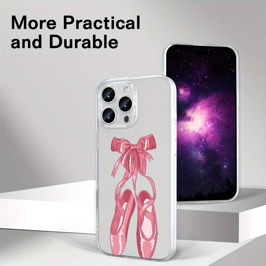 1Pc Transparent For iPhone 16 Ballet Shoes Phone Case
