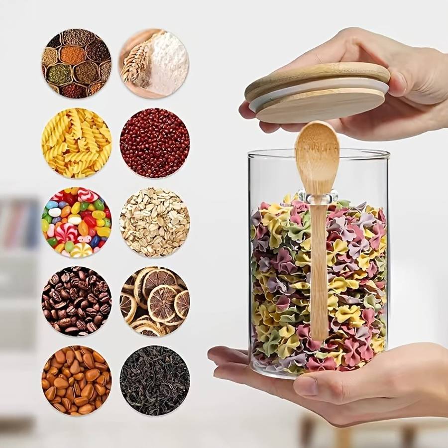 Sealed Jar Model 3 Pieces 1 Jar  1 Lid  1 Spoon