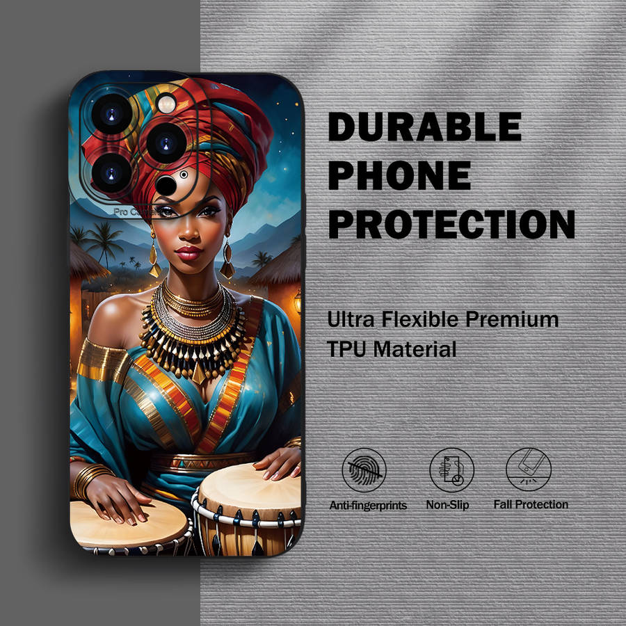 1Pc Black For iPhone 13 Pro Max African Girl Phone Case