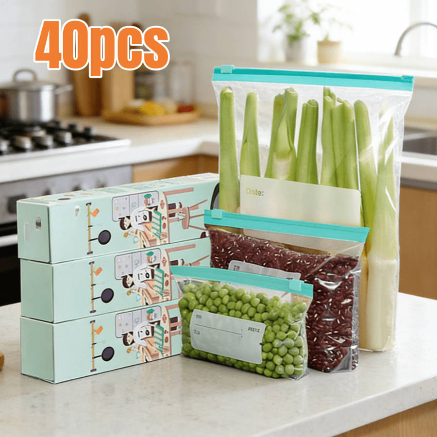 Food Storage Bags Model Zipper Sealed Type Quantity40 Piecesset 10L10M20S