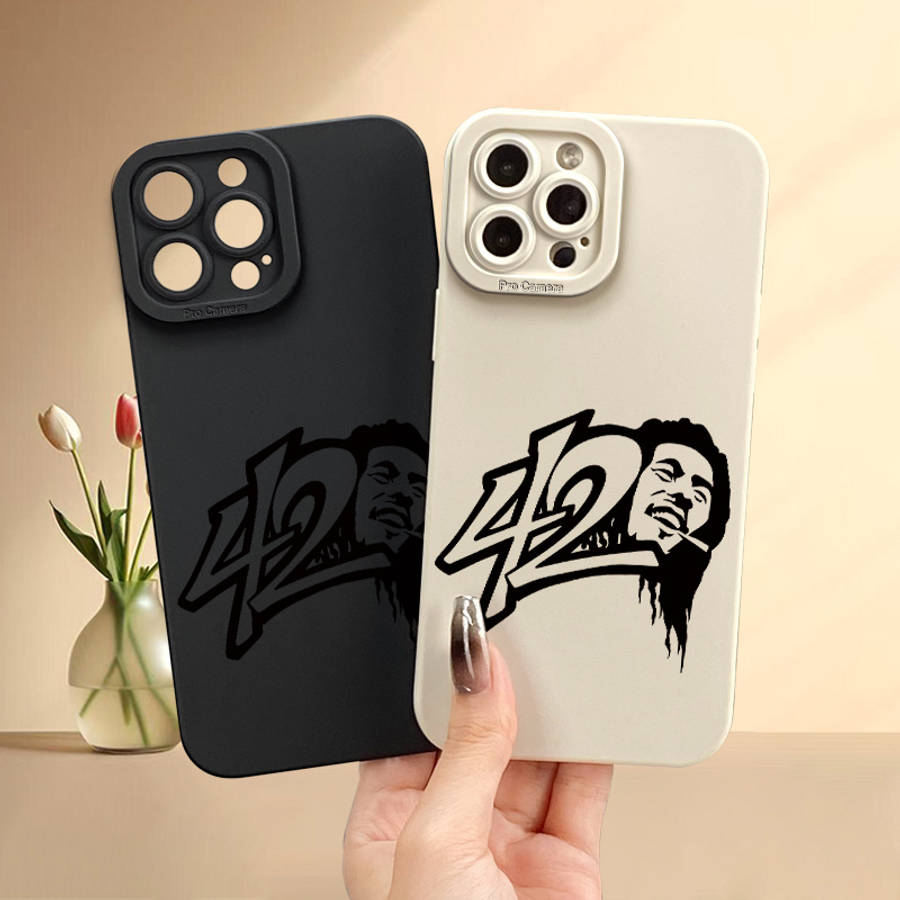 1Pc Beige For iPhone 13 Mini Smoking Men Pattern Phone Case