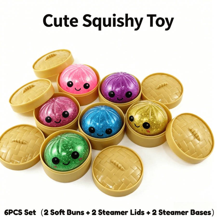 Squeezable Toys Color Random Colors Styles Style 6Pcs Set2 Buns 2 Lids 2 Bases