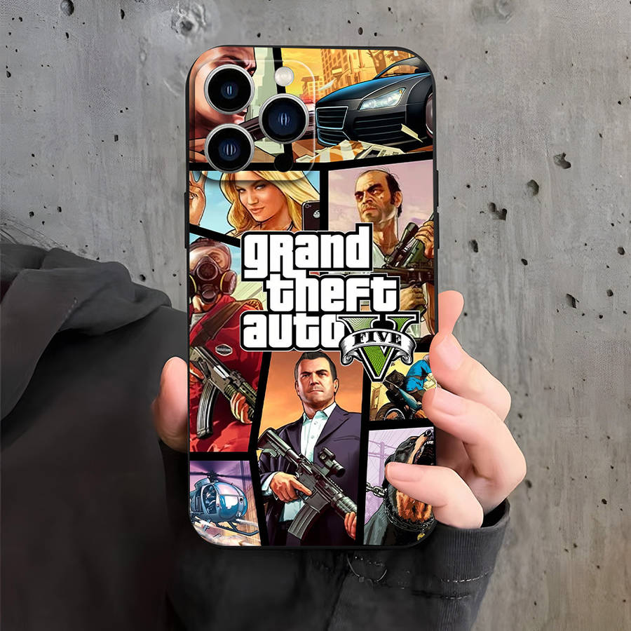 1Pc Black For iPhone 11 GTA5 Simple Thickened Phone Case