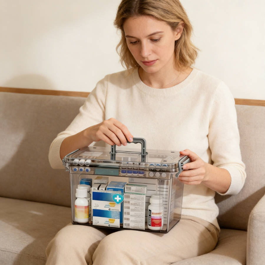 Antibacterial Box L Household Medical Transparent Storage Medicine Box Jfabf100Pc0996