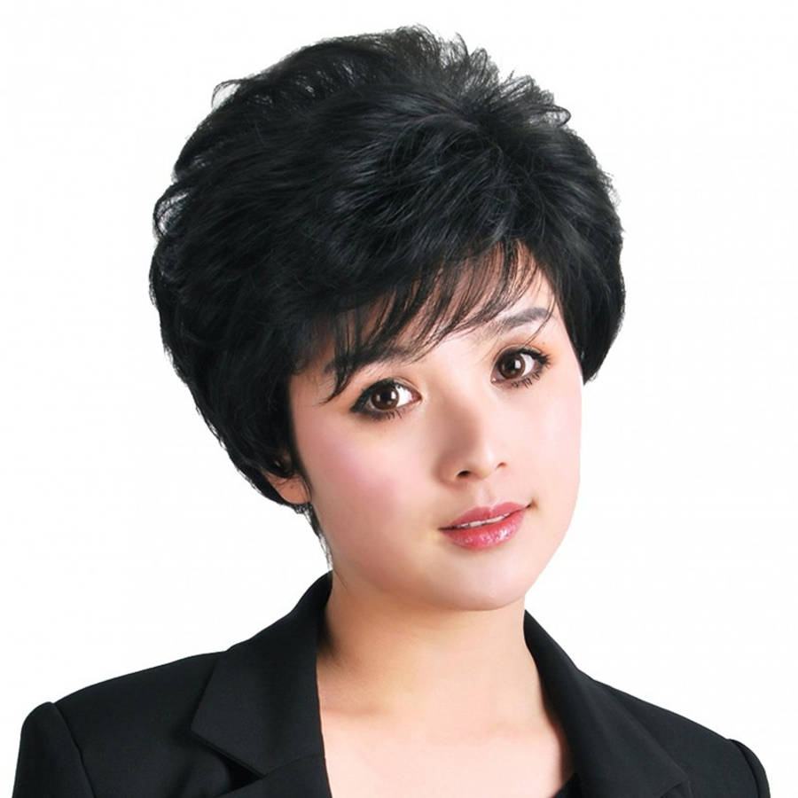 Black Womens Wigs Hair Length 25.4Cm