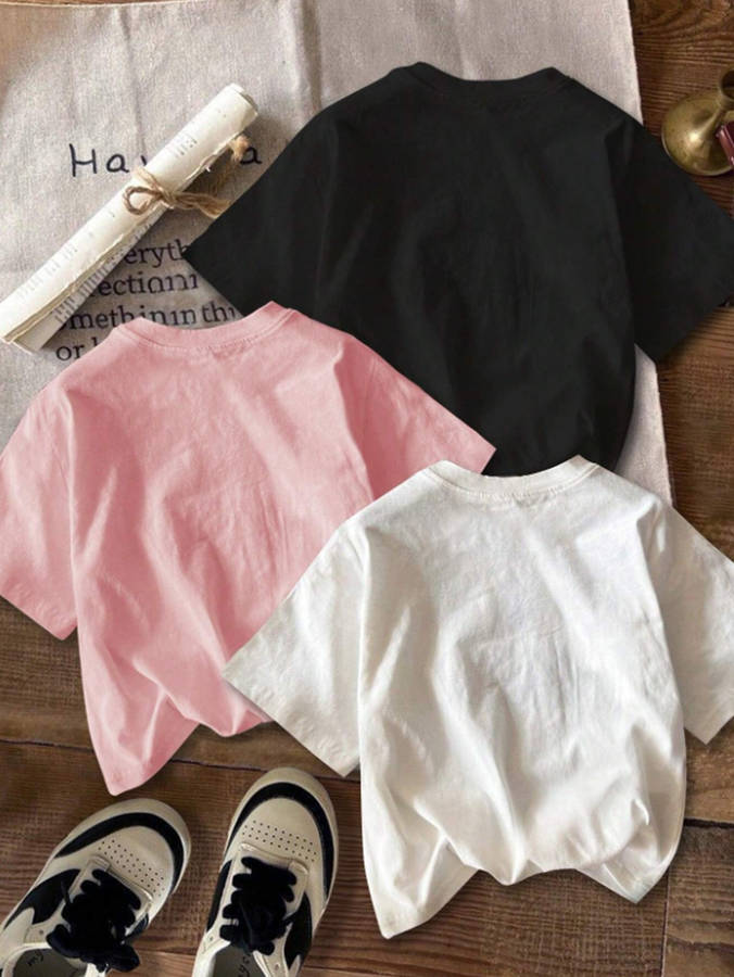 Womens T Shirt Color Black White Pink Sizexl