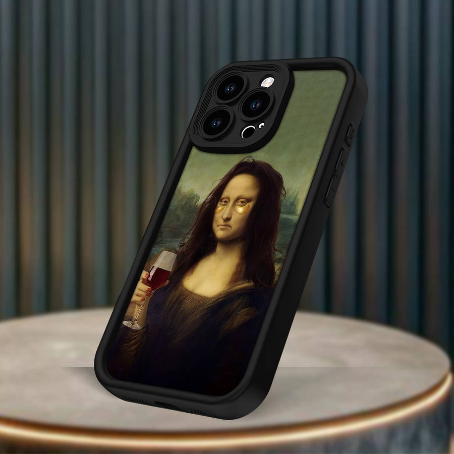 1Pc Black For iPhone 15 Pro Max Mona Lisa Phone Case