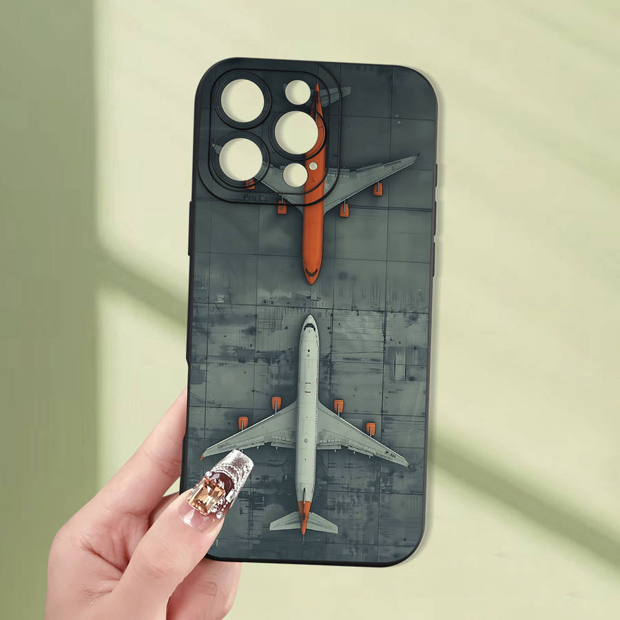 Black For iPhone Airplane Patter Phone Case