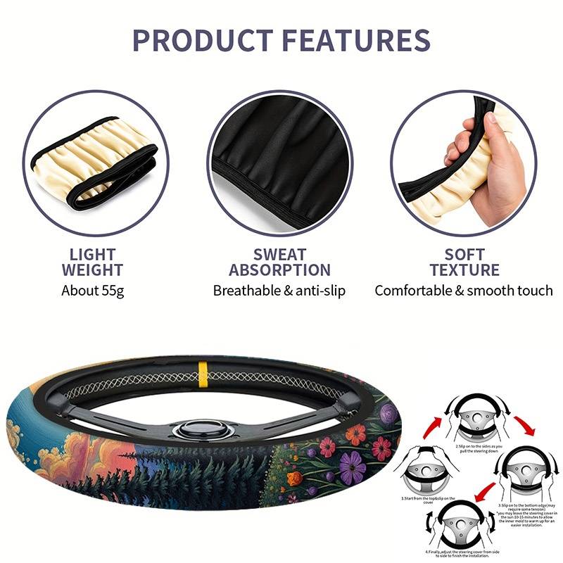 Car Steering Wheel Cover 38X38 Style Digital Printing