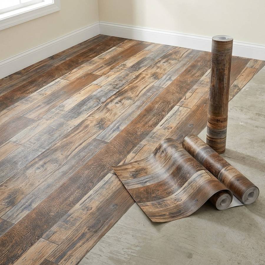 Self Adhesive Floor Stickers Brown Spliced Wood Grain 45*100