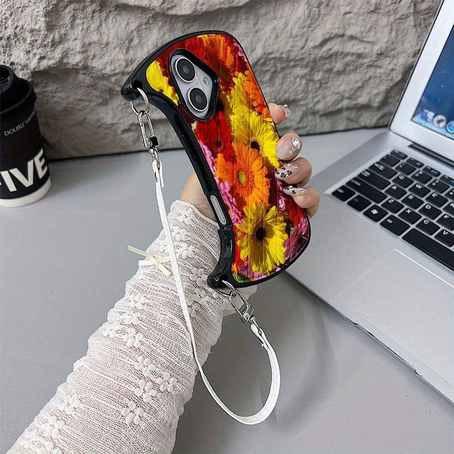 1Pc Mixed Color For iPhone 15 Plus Colorful African Daisy Bouquet Phone Case