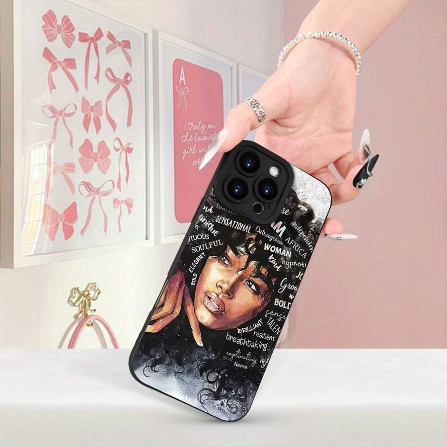 1Pc Black For iPhone 14 Plus African Girl Phone Case