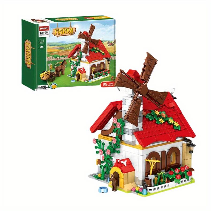 Building Toy Architectural Model Toy Set Color Granary  720 Pieces