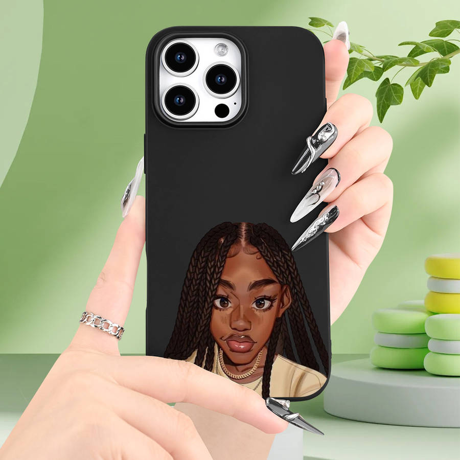 1Pc Black For iPhone 14 Pro Max African Girl Pattern Phone Case