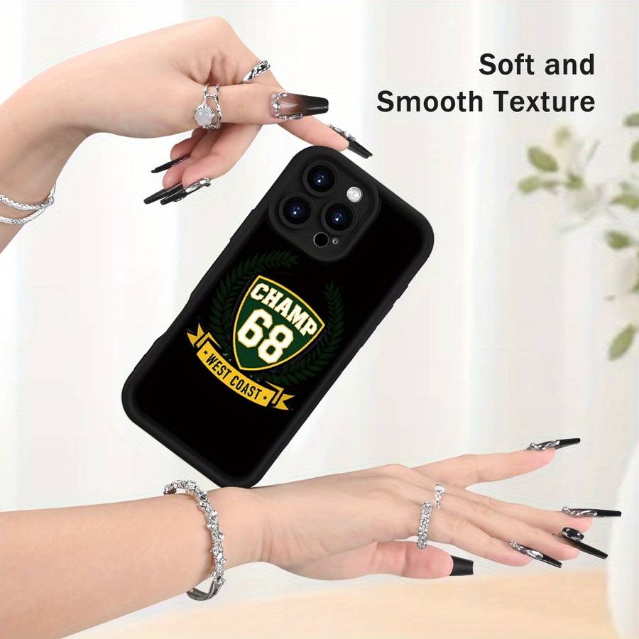 1Pc Black For iPhone 16 Trendy Sports Style Phone Case