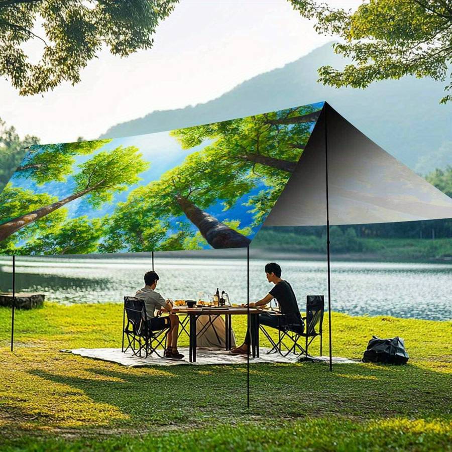 Premium Large Camping Tent Lush Green Forest Canopy Graphic Print All Season