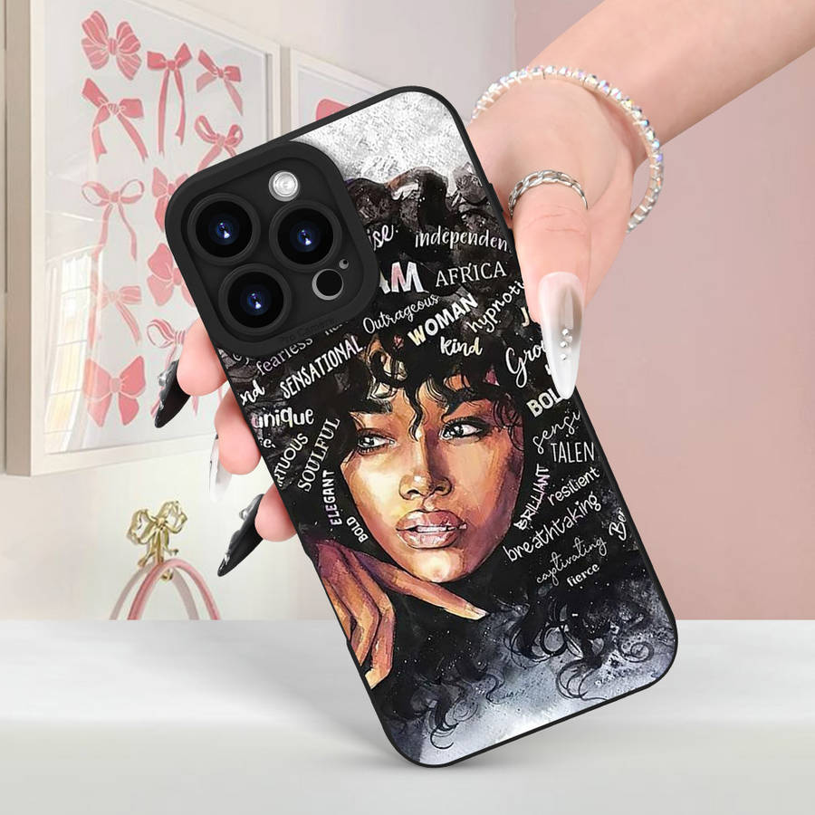 1Pc Black For iPhone 14 Plus African Girl Phone Case