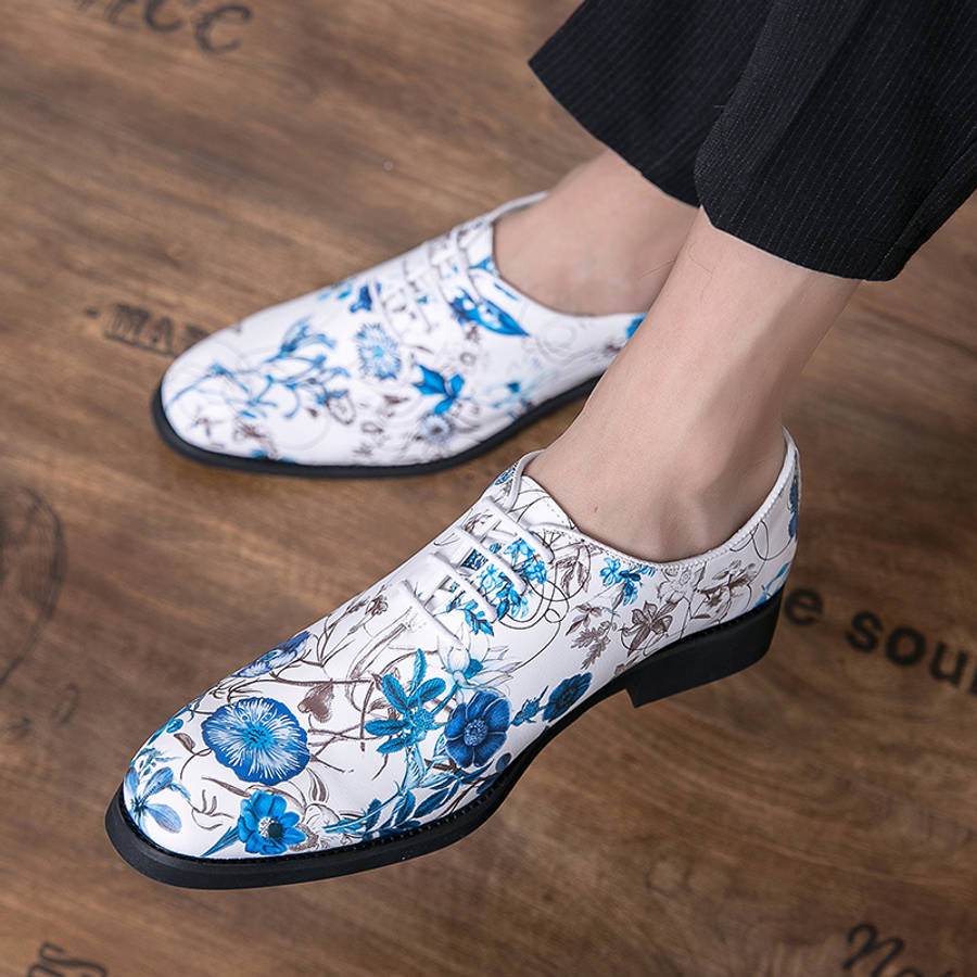 Mens Leather Shoes Color White Blue Sizeuk 9.5