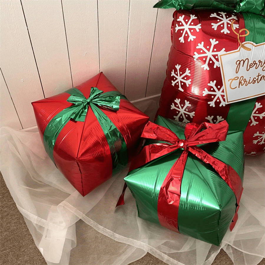 Christmas Gift Boxes Color 3 Random Color Gift Box Balloons