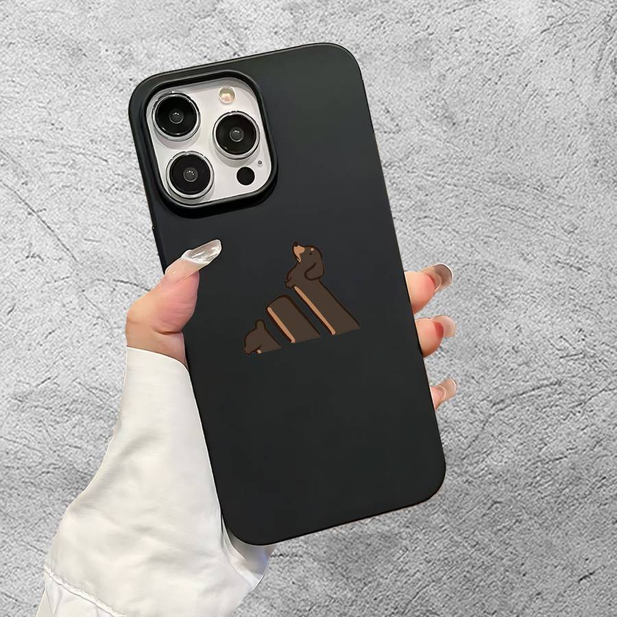 1Pc Black For iPhone 14 Pro Max Dachshund Pattern Phone Case