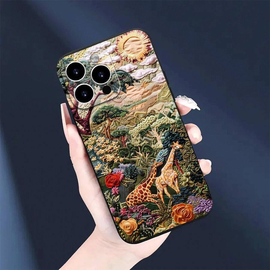 1Pc Black For iPhone 12 Pro Max African Wildlife Phone Case