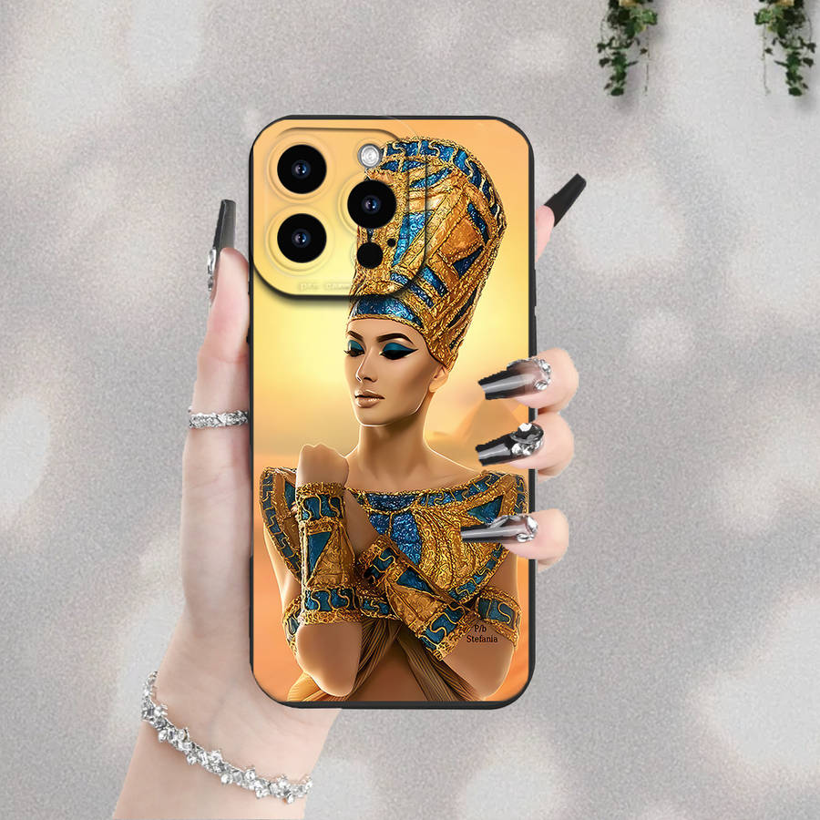 1Pc Black For iPhone 15 Egyptian Queen Phone Case