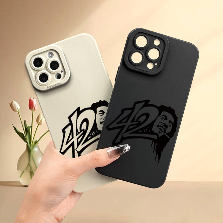 1Pc Beige For iPhone 13 Mini Smoking Men Pattern Phone Case