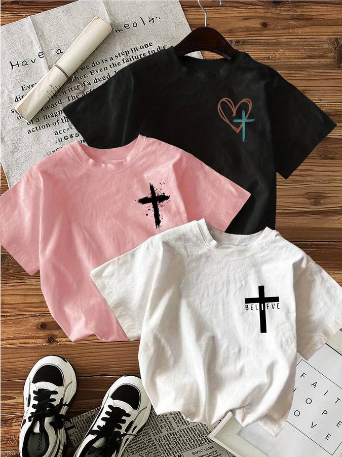 Womens T Shirt Color White Pink Black Sizexl