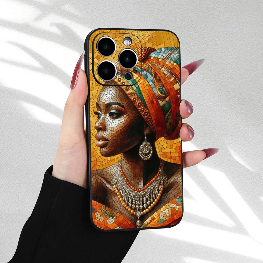 1Pc Black For iPhone 13 Pro Max African Girl Phone Case