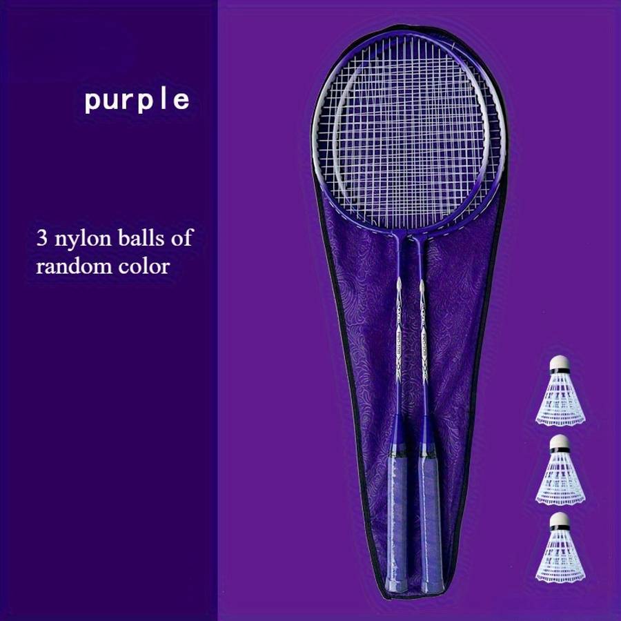 Badminton Racket Color 3 Balls  A Pair Of Purple Balls