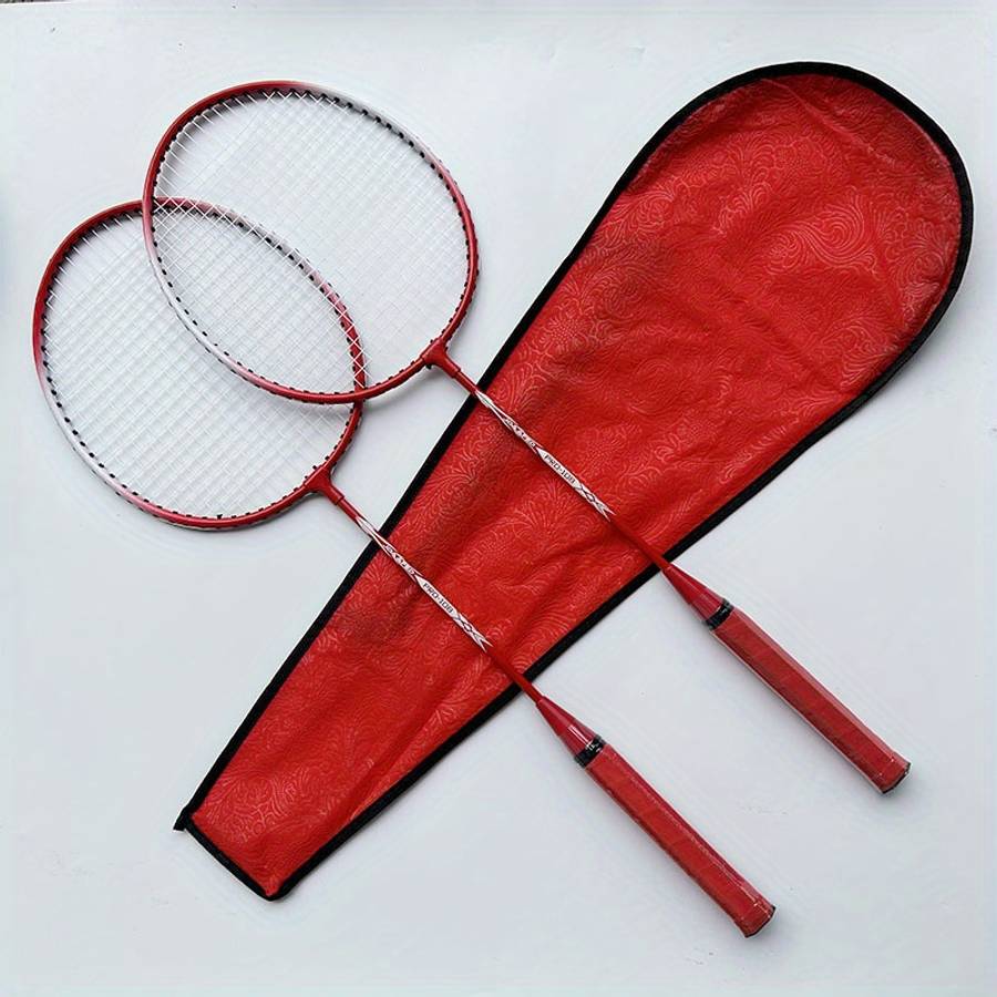 Badminton Racket Color 3 Balls  A Pair Of Red Rackets