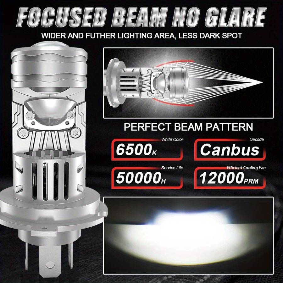 2pcs H4 LED Headlight Bulbs 12V Super Bright 6500K White Turbo Mini Diode Automotive