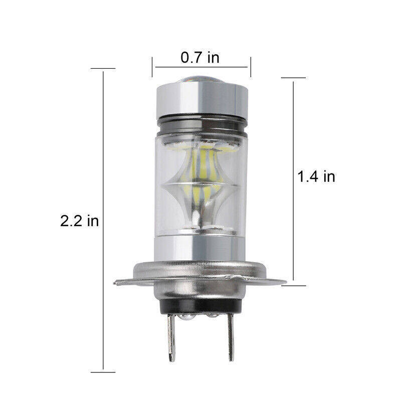 2pcs H7 100W LED Fog Driving Light Bulbs 20SMD Super Bright 6000K White Without Bat