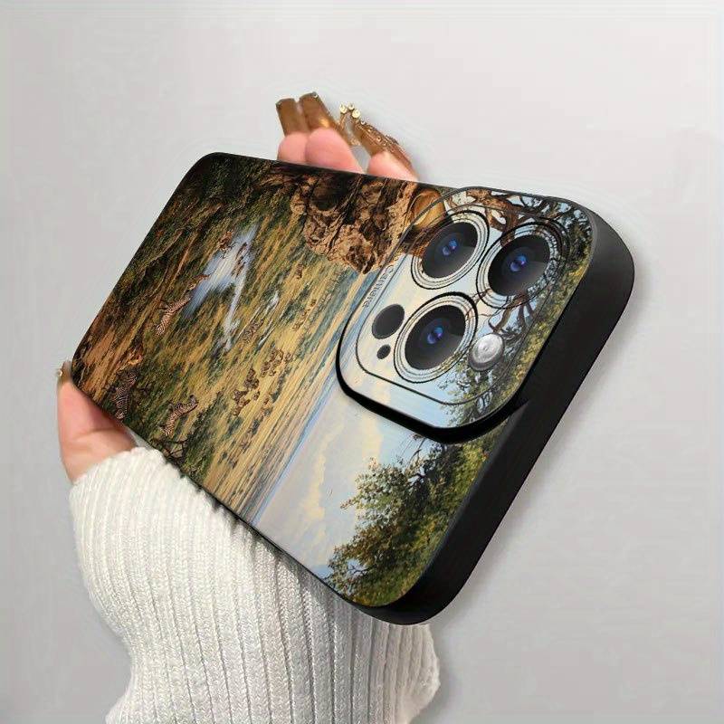 1Pc Black For iPhone 11 Pro Max Wildlife African Savanna Phone Case