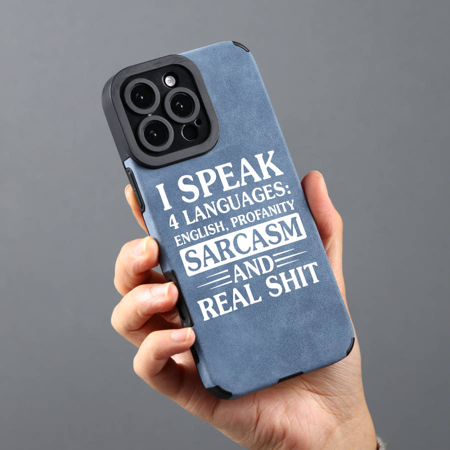 1Pc Blue For iPhone 13 Four Languages Real Phone Case