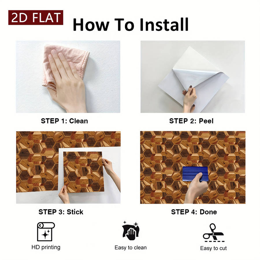 Self Adhesive Floor Stickers 7.87X7.87Inch 20X20Cm 10Pcs