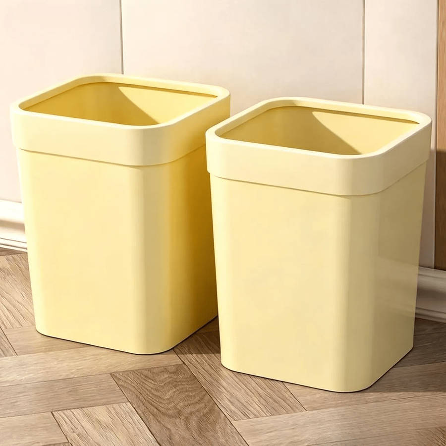 Garbage Can Color Square Press Ring Milk White Small Size 7L