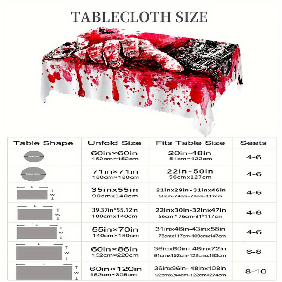 Halloween tablecloth decoration size 55inch x 70inch 140cm x 180cm or rectangular