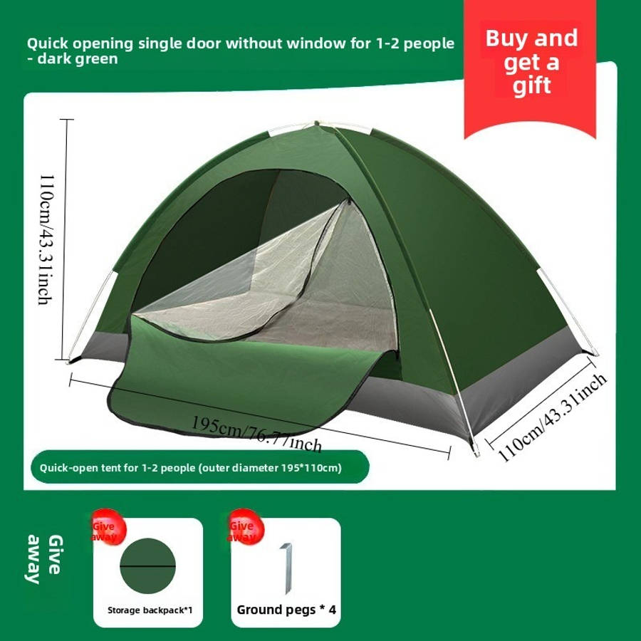 Durable Large Space Camping Tent Green Pvc Polyester Fiber Double Door Zipper