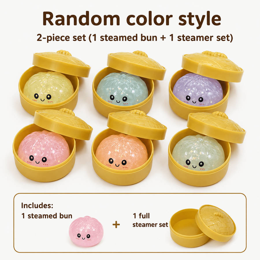 Squeezable Toys Color 2 Piece Set 1 Bun 1 Steamer Set Size Random Color Style